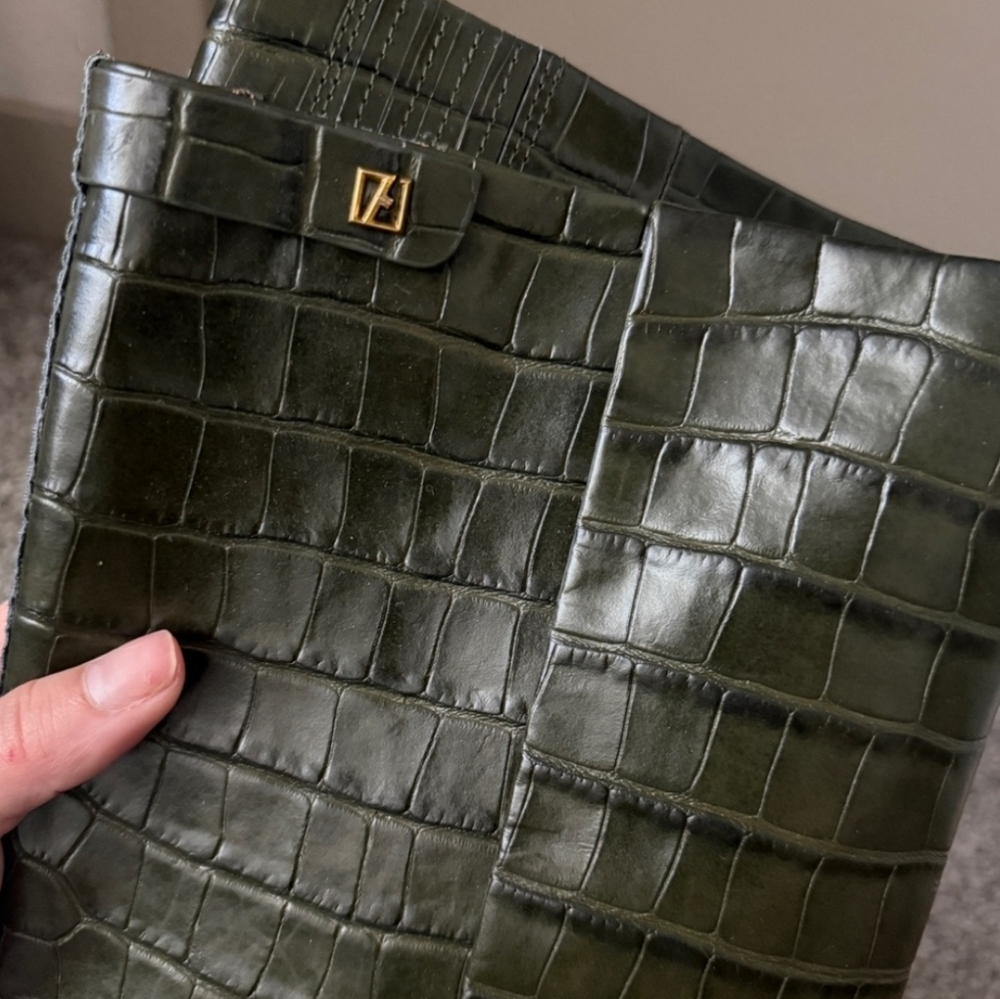 Franco Sarto Green Croc Boots - Picture 3 of 4